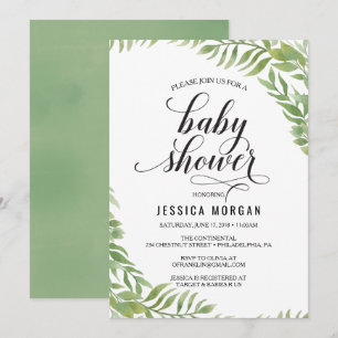 Greenery Baby shower Invitation Baby shower Kaart