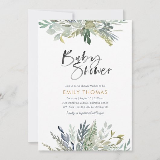 Greenery Baby shower Invitation - genderneutraal Kaart (Voorkant)