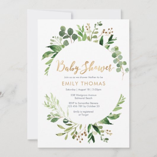 Greenery Baby shower Invitation - genderneutraal Kaart (Voorkant)