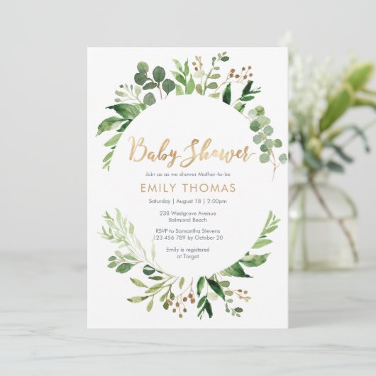 Greenery Baby shower Invitation - genderneutraal Kaart (Staand voorkant)