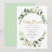 Greenery Baby shower Invitation - genderneutraal Kaart (Voorkant / Achterkant)