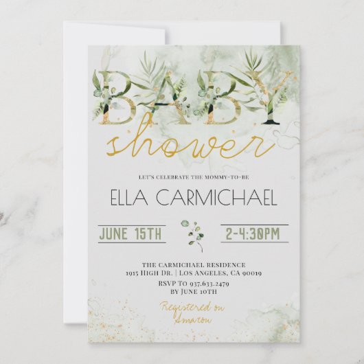 Greenery Baby shower Invitation Kaart (Voorkant)