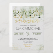 Greenery Baby shower Invitation Kaart (Voorkant / Achterkant)