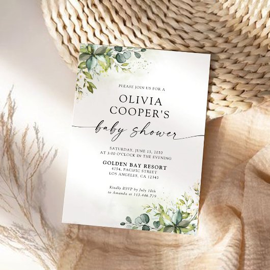 Greenery Baby shower Invitation Kaart