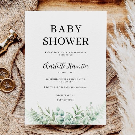 Greenery Baby shower Invitation Kaart