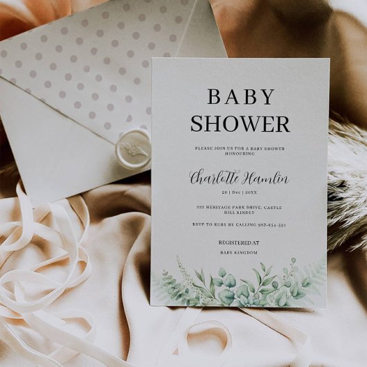 Greenery Baby shower Invitation Kaart
