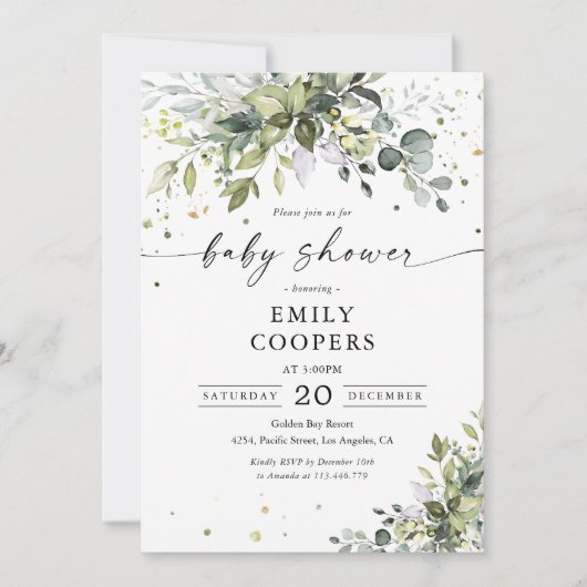 Greenery Baby shower Invitation Kaart (Voorkant)