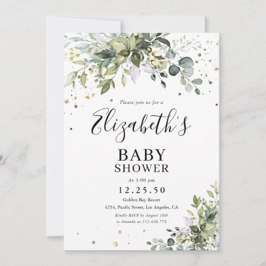 Greenery Baby shower Invitation Kaart (Voorkant)
