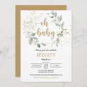 Greenery baby shower Invitation Kaart (Voorkant / Achterkant)