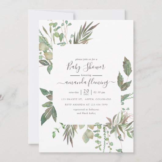 Greenery Baby shower Kaart (Voorkant)