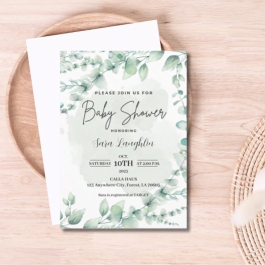Greenery Baby shower Kaart