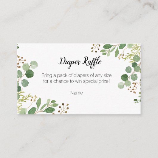 Greenery Baby shower - Luier Raffle Kaart (Voorkant)