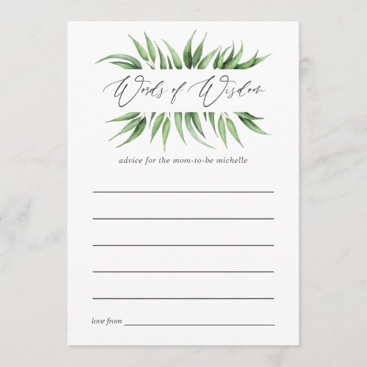 Greenery Baby shower Mam Advice Advieskaart (Voorkant)