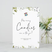Greenery Baby shower Mini Sign Hoeveel Snoepjes (Staand voorkant)