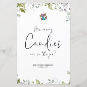 Greenery Baby shower Mini Sign Hoeveel Snoepjes (Voorkant)