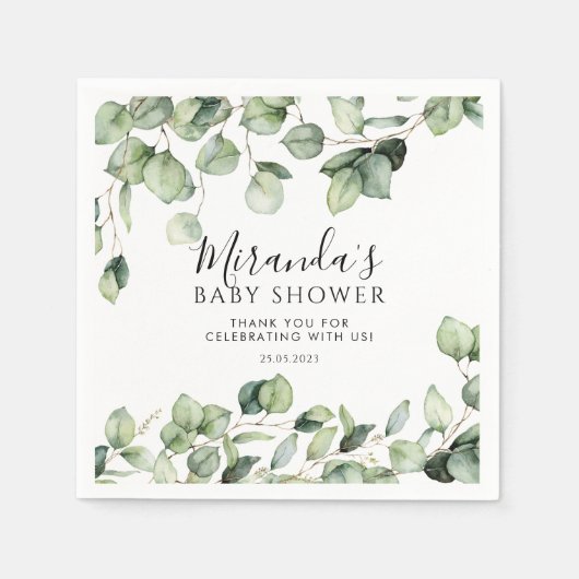 Greenery Baby shower Napkins Eucalyptus Botanical Servet (Voorkant)