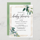 Greenery Baby shower nodigt Kaart uit (Voorkant / Achterkant)