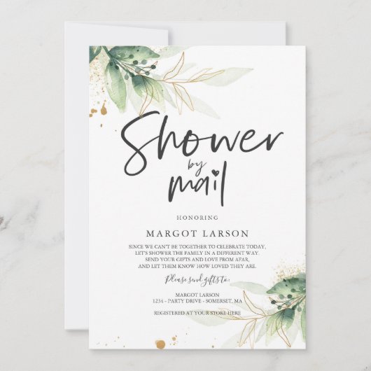 Greenery Baby shower op uitnodiging per post (Voorkant)