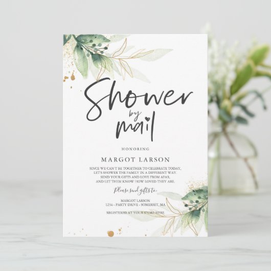 Greenery Baby shower op uitnodiging per post (Staand voorkant)