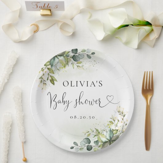 Greenery Baby shower papier Bord (Huwelijk)