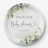 Greenery Baby shower papier Bord (Voorkant)
