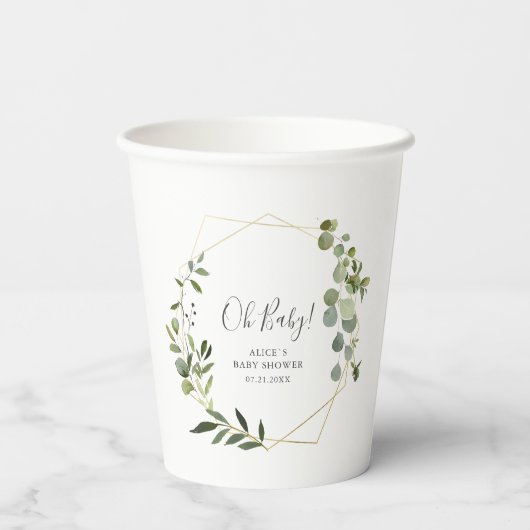 Greenery Baby shower Papieren Bekers (Achterkant)