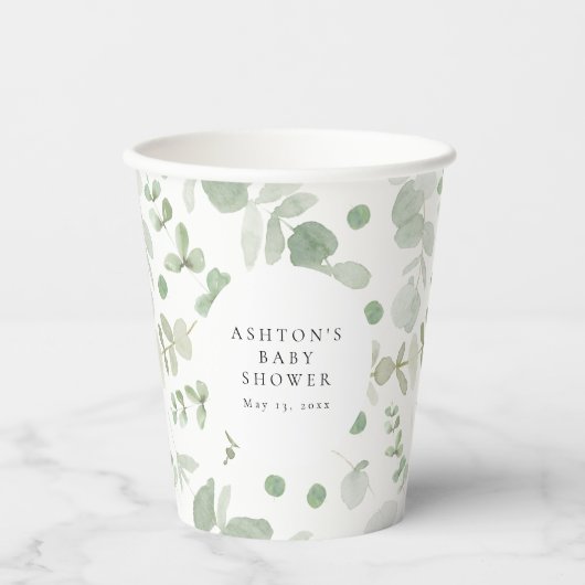 Greenery Baby shower papieren bekers (Voorkant)