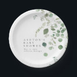 Greenery Baby shower Papieren Bordje<br><div class="desc">Dit zijn eenvoudige, elegante eucalyptus baby shower papieren borden met waterverf groene elementen en een modern lettertype. Bewerk alle bewoordingen en alle kleuren* op deze bruiloft programma sjabloon. * de kleur van de waterverf groen zijn niet bewerkbaar // Voor overeenkomende items, bezoek dan het "ASHTON" collectie in de Sincerely By...</div>