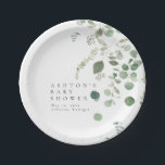 Greenery Baby shower Papieren Bordje<br><div class="desc">Dit zijn eenvoudige, elegante eucalyptus baby shower papieren borden met waterverf groene elementen en een modern lettertype. Bewerk alle bewoordingen en alle kleuren* op deze bruiloft programma sjabloon. * de kleur van de waterverf groen zijn niet bewerkbaar // Voor overeenkomende items, bezoek dan het "ASHTON" collectie in de Sincerely By...</div>