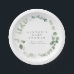 Greenery Baby shower Papieren Bordje<br><div class="desc">Dit zijn eenvoudige, elegante eucalyptus baby shower papieren borden met waterverf groene elementen en een modern lettertype. Bewerk alle bewoordingen en alle kleuren* op deze bruiloft programma sjabloon. * de kleur van de waterverf groen zijn niet bewerkbaar // Voor overeenkomende items, bezoek dan het "ASHTON" collectie in de Sincerely By...</div>
