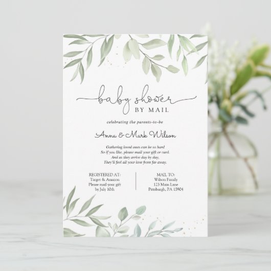 Greenery Baby shower per Mail Kaart (Staand voorkant)