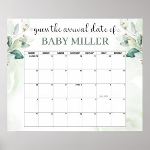 Greenery Baby shower Raad Vervaldatum Poster