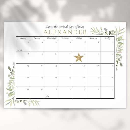 Greenery Baby shower raden de vervaldatum spel Poster