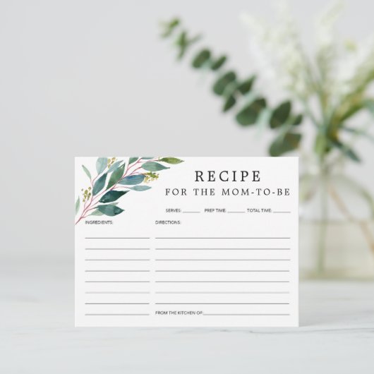 Greenery Baby shower Recipe Kaart (Staand voorkant)