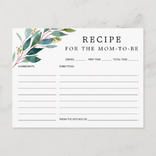 Greenery Baby shower Recipe Kaart