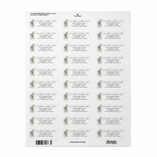 Greenery Baby shower Return Address Label (Full Sheet)