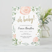 Greenery Baby shower Rozen Blaves Wedding Pink Kaart (Staand voorkant)