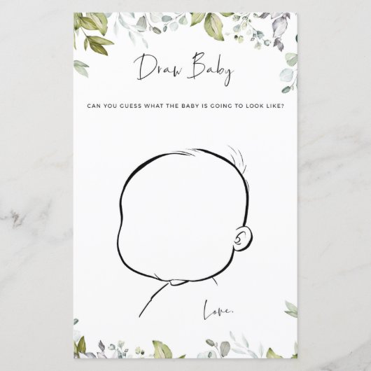 Greenery Baby Shower Spel Teken Baby (Voorkant)