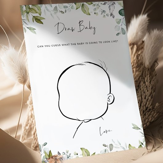 Greenery Baby Shower Spel Teken Baby