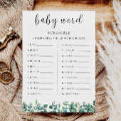 Greenery Baby shower spel – Word scramble Kaart