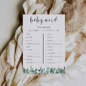 Greenery Baby shower spel – Word scramble Kaart