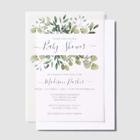 Greenery Baby shower Vellum Uitnodigingen (Offset)