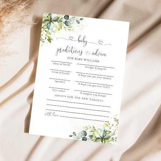 Greenery Baby shower voorspellingen Kaart