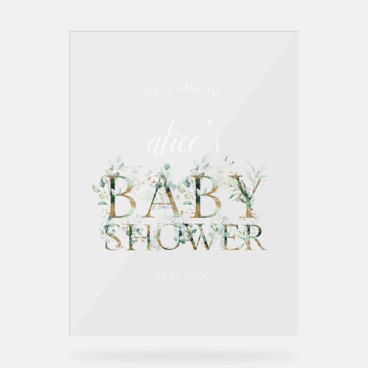Greenery Baby shower Welkom Acryl Bord (Voorkant)