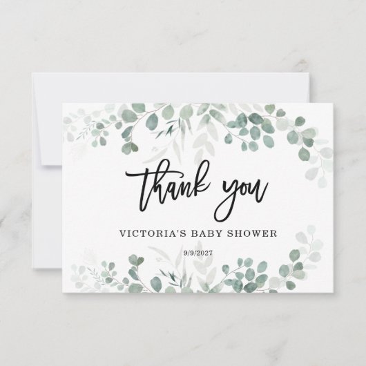 Greenery Baby shower Welkom Bedankkaart (Voorkant)