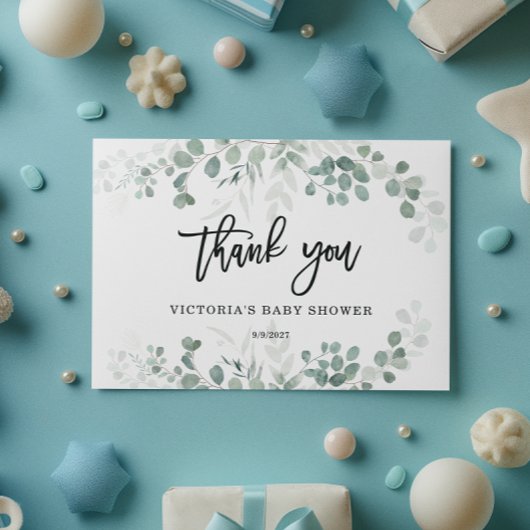 Greenery Baby shower Welkom Bedankkaart