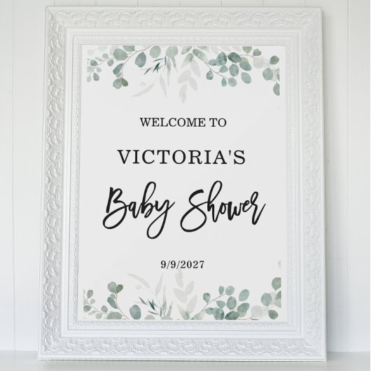 Greenery Baby shower Welkom Poster