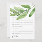 Greenery Baby shower Wensen voor Baby Game Kaart (Voorkant)