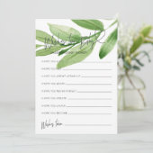 Greenery Baby shower Wensen voor Baby Game Kaart (Staand voorkant)
