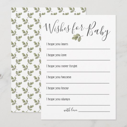 Greenery Baby shower wenst Baby Kaart (Voorkant / Achterkant)